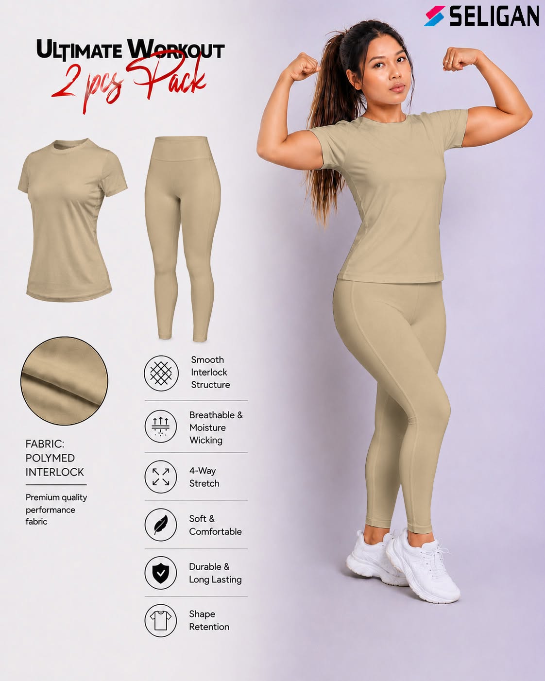 Ultimate Workout 2 Pcs Combo (T-Shirt & Leggings) Screen Colour