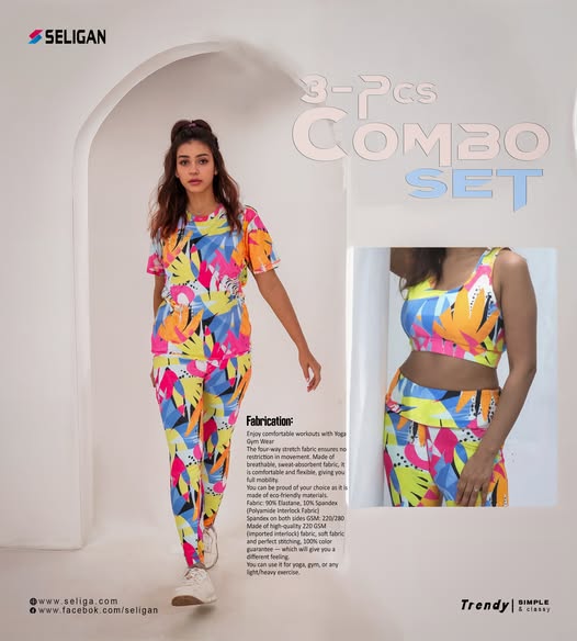 Combo 3 in 1 Yoga Gym Dress sublimition boro Ful