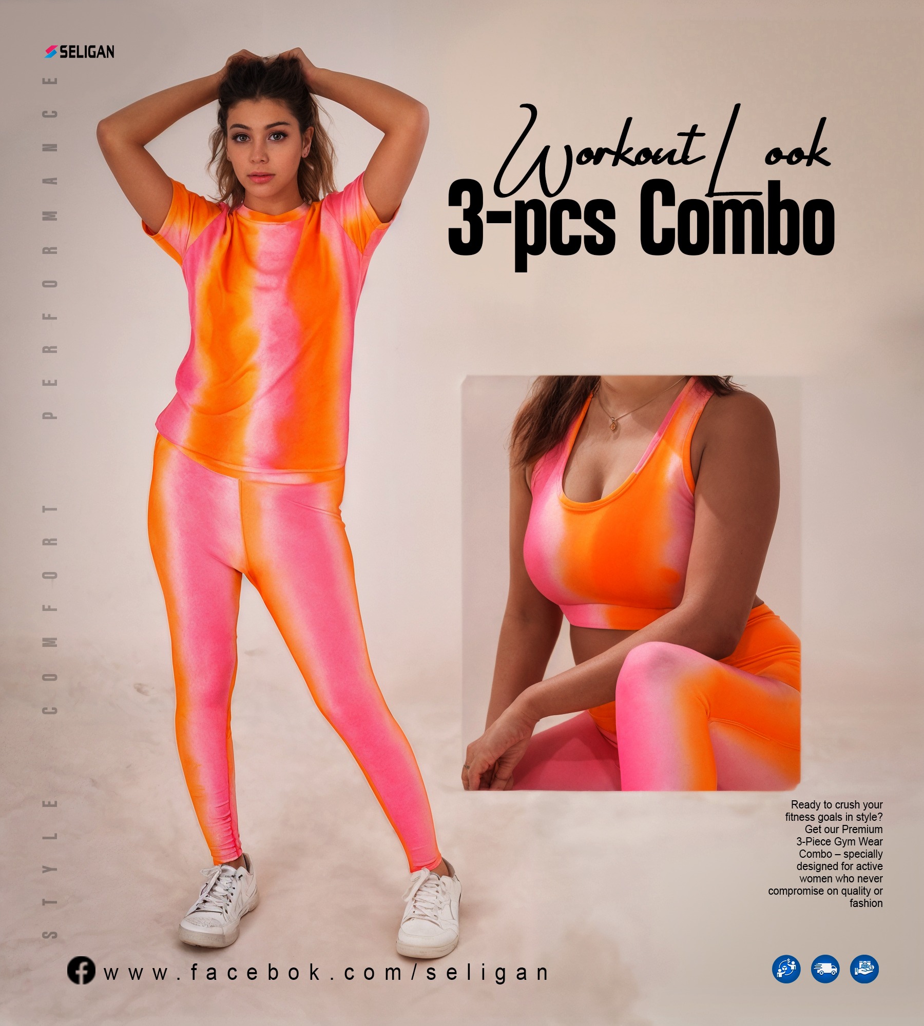 combo 3 in 1 Yoga Gym Dress Sublimition Orange